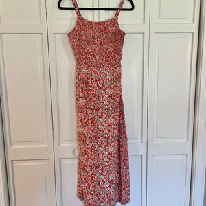 Old navy red floral smocked top strappy maxi dress